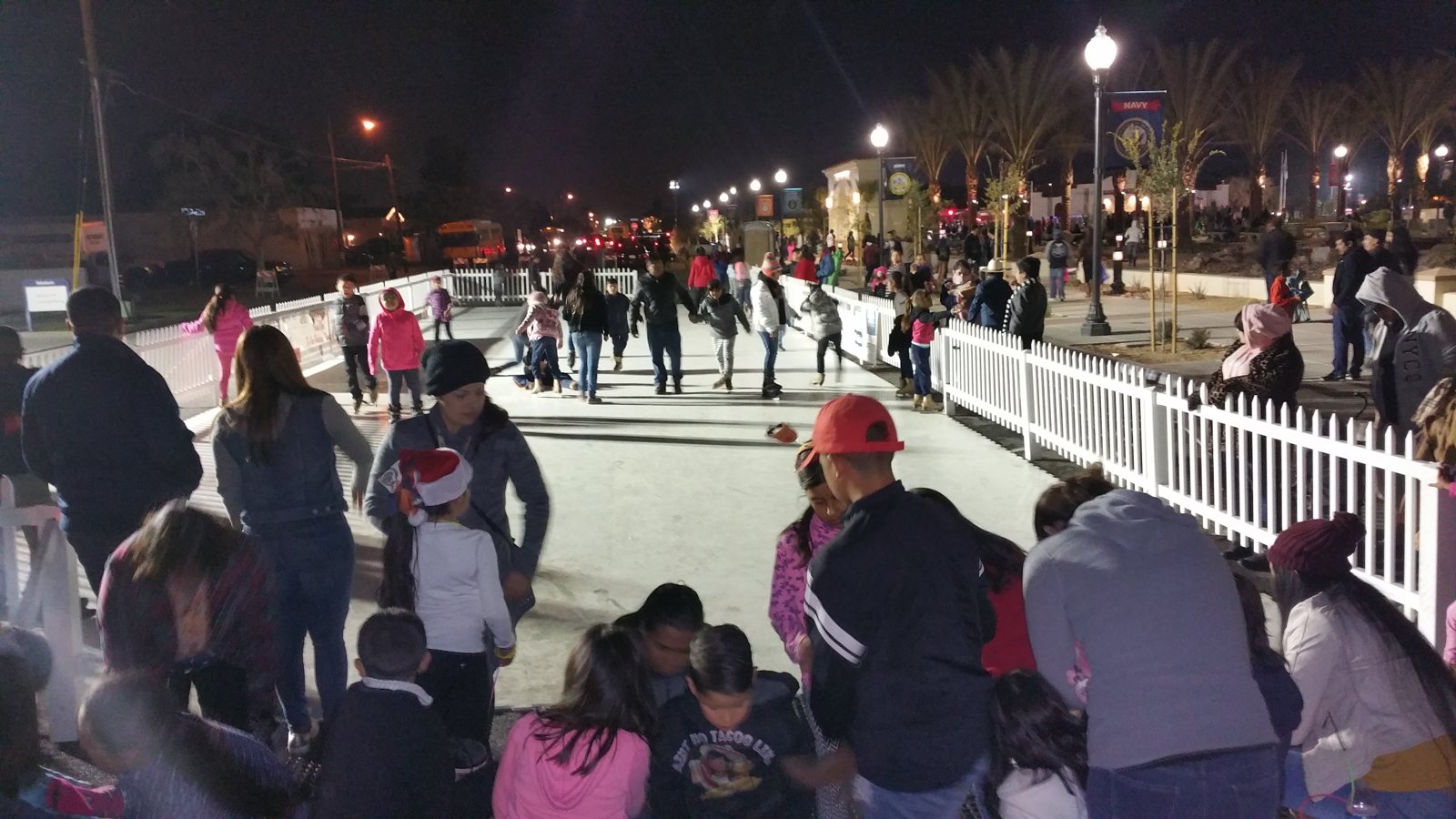 Guests enjoying an outdoor nighttime skating event